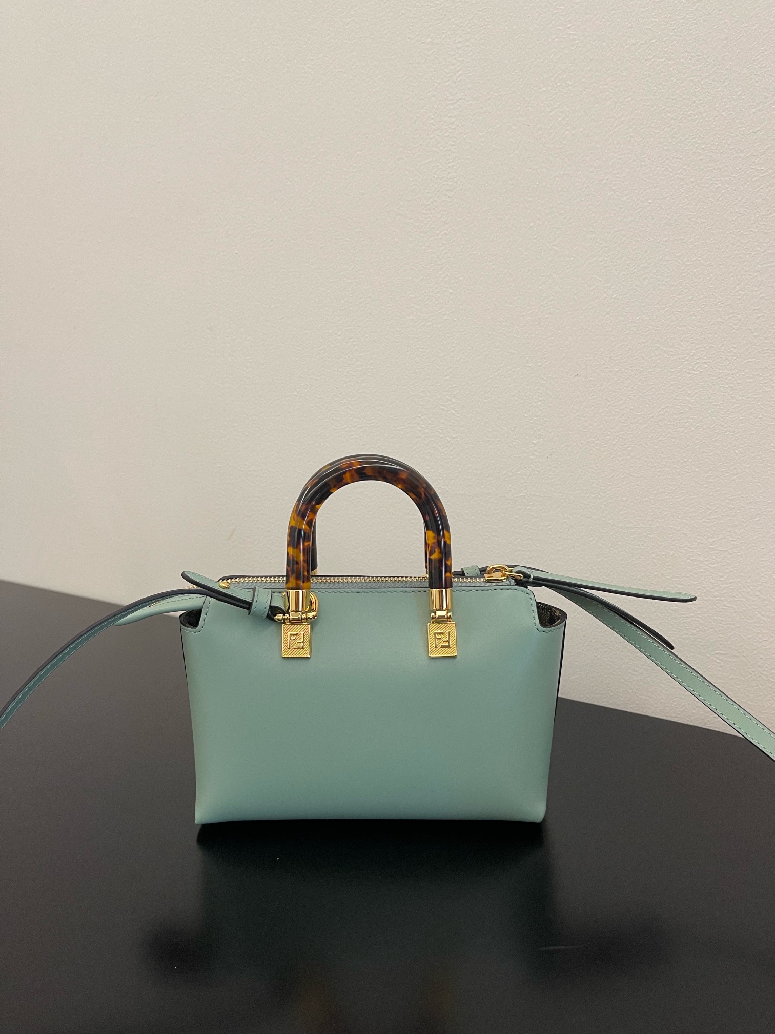 Fendi Mini By The Way Leather Boston Shoulder Bag Light Green